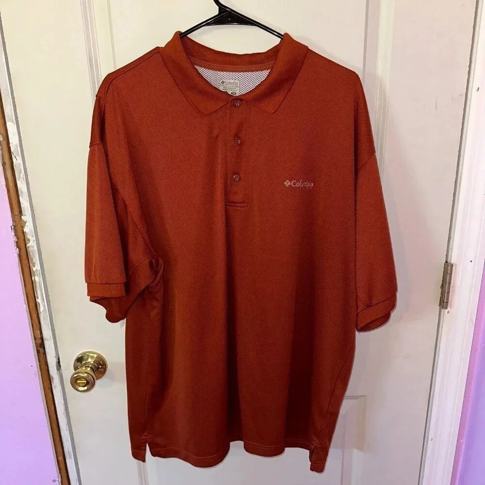 Columbia Men's PFG Omni-Shade Polo Shirt Vented Rust Orange Sz XL